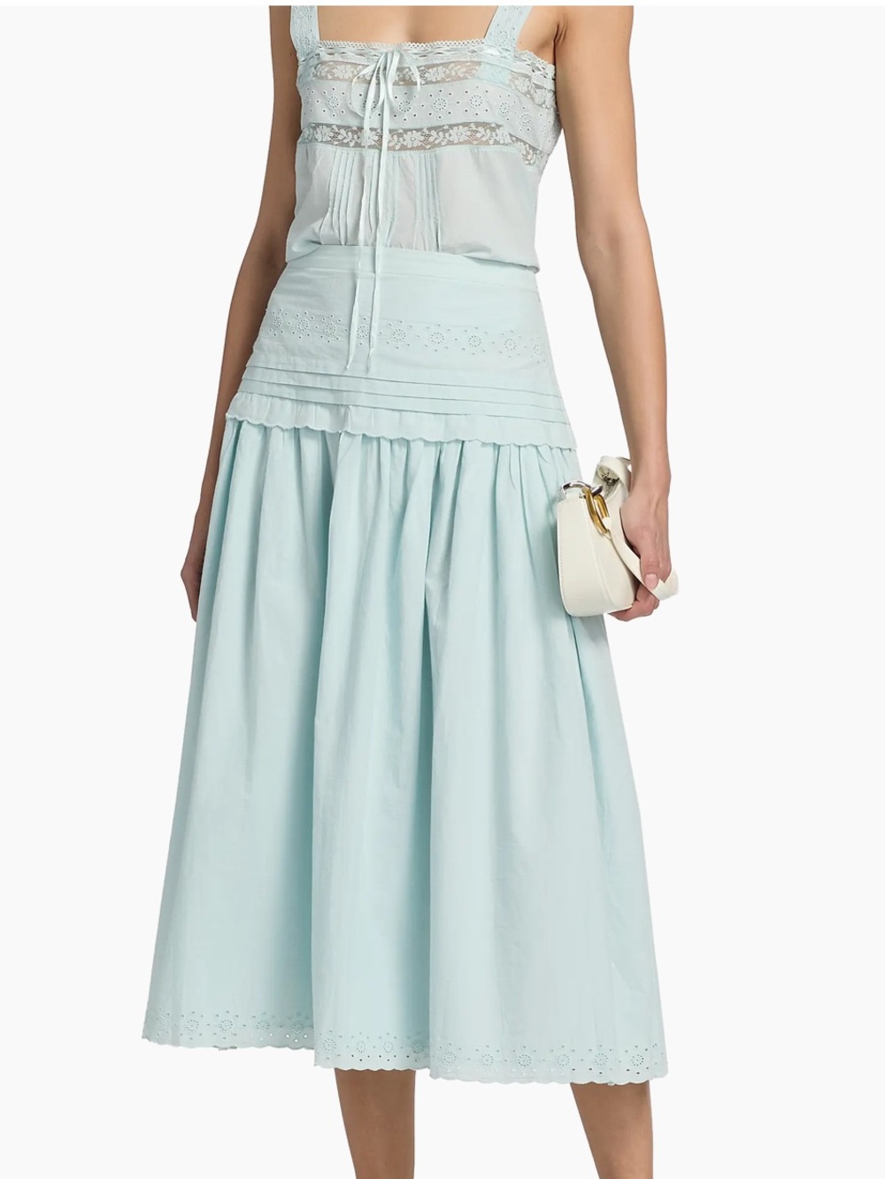 Ciao Lucia Irati Eyelet Pleated Cotton Midi-Skirt size 6
